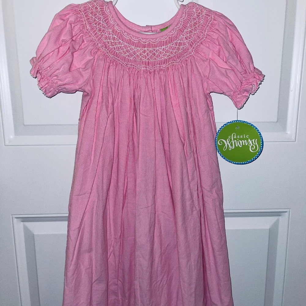 NWT Classic Whimsy Pink Corduroy Smocked Dress